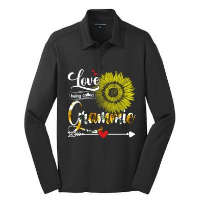 Cute Mothers Day I Love Being Called Grammie Sunflower Great Gift Silk Touch Performance Long Sleeve Polo