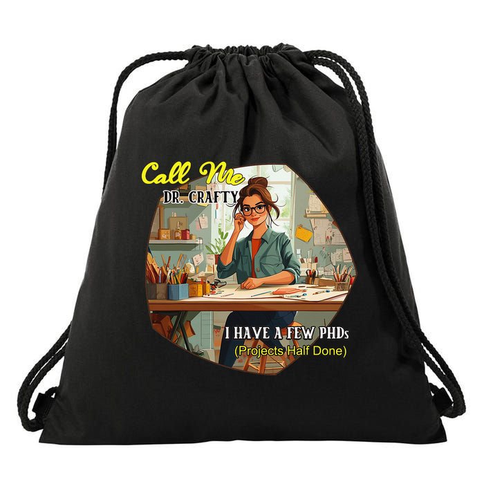Call Me Dr Crafty Drawstring Bag