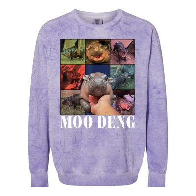 Colorful Moo Deng Retro Photo Hippo Colorblast Crewneck Sweatshirt