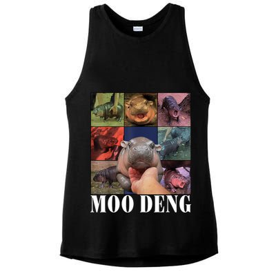 Colorful Moo Deng Retro Photo Hippo Ladies PosiCharge Tri-Blend Wicking Tank