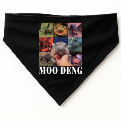 Colorful Moo Deng Retro Photo Hippo USA-Made Doggie Bandana