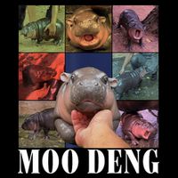 Colorful Moo Deng Retro Photo Hippo Button