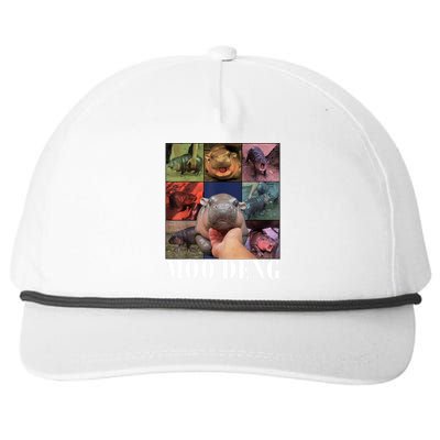 Colorful Moo Deng Retro Photo Hippo Snapback Five-Panel Rope Hat