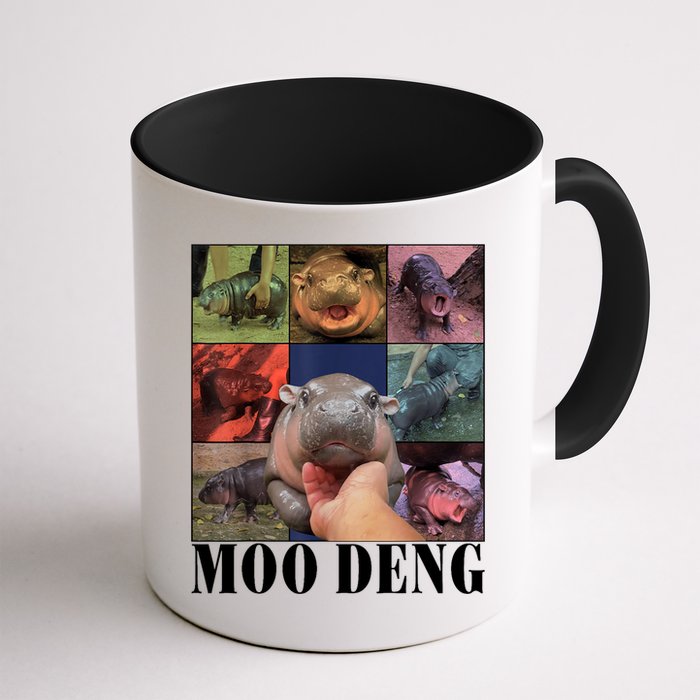 Colorful Moo Deng Retro Photo Hippo Mug