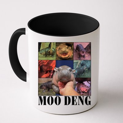 Colorful Moo Deng Retro Photo Hippo Mug