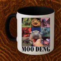 Colorful Moo Deng Retro Photo Hippo Mug