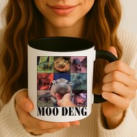 Colorful Moo Deng Retro Photo Hippo Mug