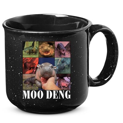 Colorful Moo Deng Retro Photo Hippo 15oz Campfire Ceramic Mug