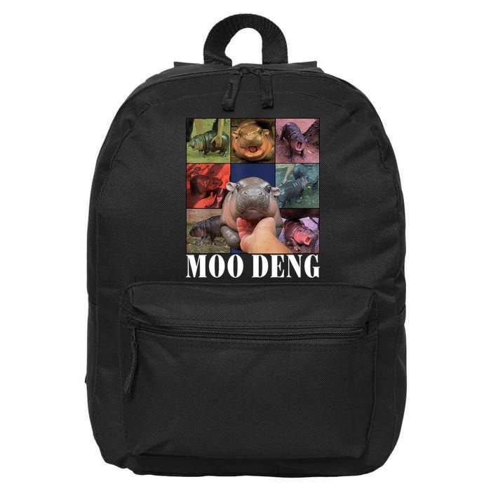 Colorful Moo Deng Retro Photo Hippo 16 in Basic Backpack