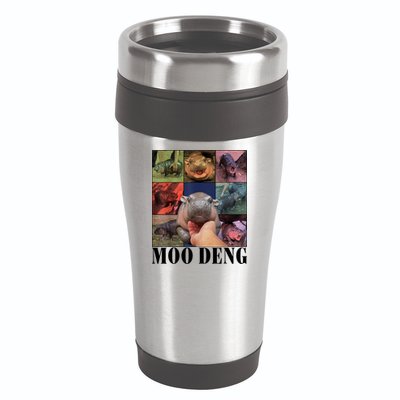 Colorful Moo Deng Retro Photo Hippo 16oz Travel Tumbler