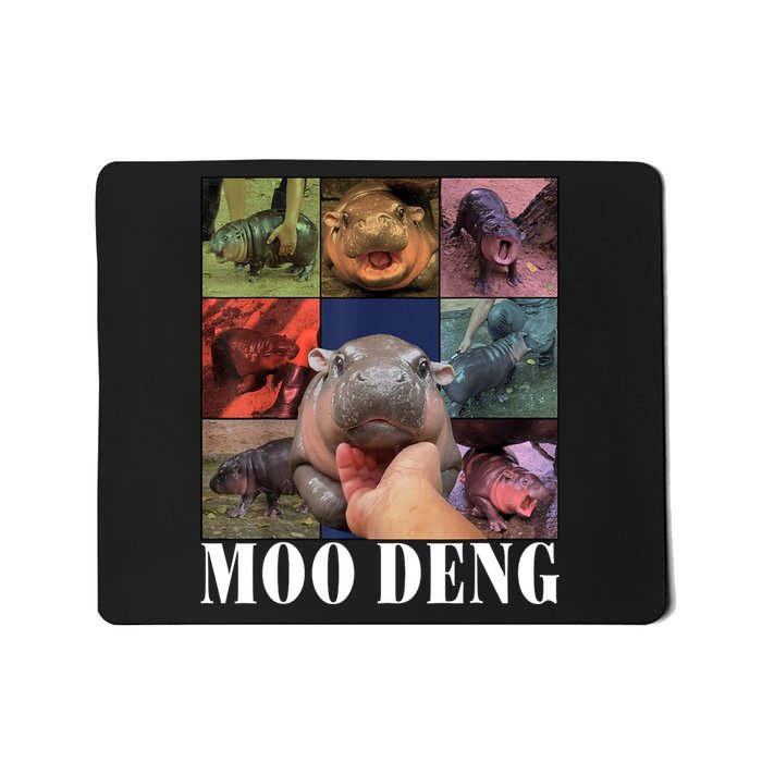 Colorful Moo Deng Retro Photo Hippo Mousepad