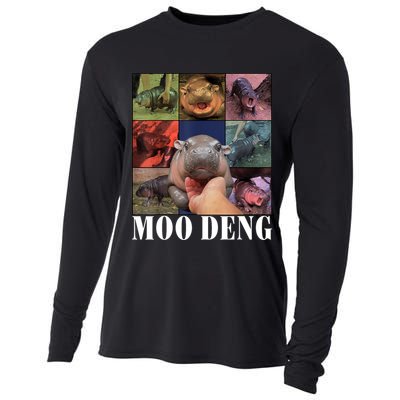 Colorful Moo Deng Retro Photo Hippo Cooling Performance Long Sleeve Crew