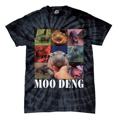 Colorful Moo Deng Retro Photo Hippo Tie-Dye T-Shirt