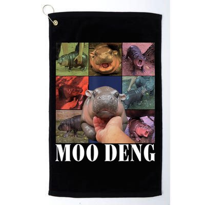 Colorful Moo Deng Retro Photo Hippo Golf Towel