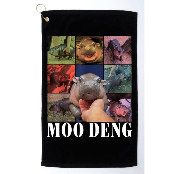 Colorful Moo Deng Retro Photo Hippo Golf Towel