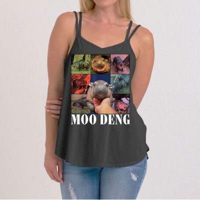 Colorful Moo Deng Retro Photo Hippo Women's Strappy Tank
