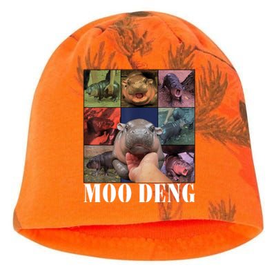 Colorful Moo Deng Retro Photo Hippo Kati - Camo Knit Beanie