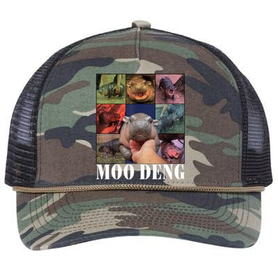 Colorful Moo Deng Retro Photo Hippo Retro Rope Trucker Hat Cap