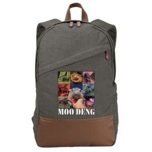 Colorful Moo Deng Retro Photo Hippo Cotton Canvas Backpack