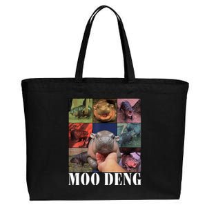 Colorful Moo Deng Retro Photo Hippo Cotton Canvas Jumbo Tote