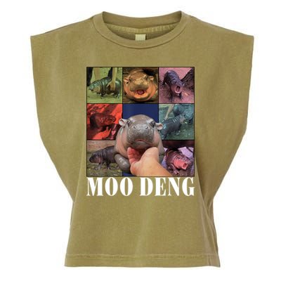 Colorful Moo Deng Retro Photo Hippo Garment-Dyed Women's Muscle Tee