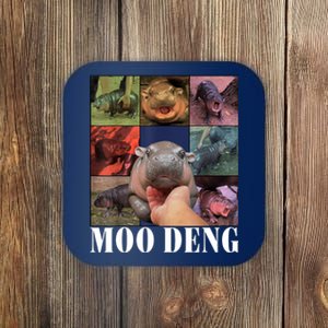 Colorful Moo Deng Retro Photo Hippo Coaster