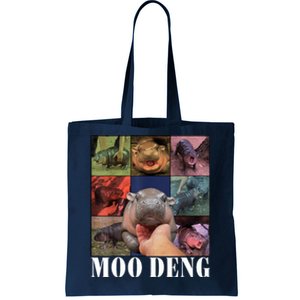 Colorful Moo Deng Retro Photo Hippo Tote Bag