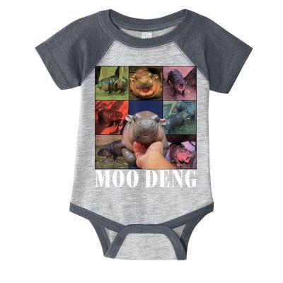Colorful Moo Deng Retro Photo Hippo Infant Baby Jersey Bodysuit