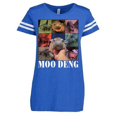 Colorful Moo Deng Retro Photo Hippo Enza Ladies Jersey Football T-Shirt