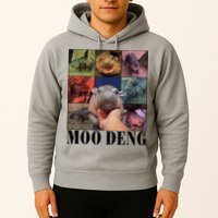 Colorful Moo Deng Retro Photo Hippo Hoodie