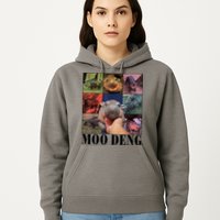 Colorful Moo Deng Retro Photo Hippo Hoodie