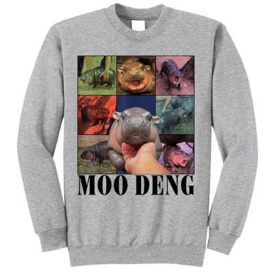 Colorful Moo Deng Retro Photo Hippo Sweatshirt