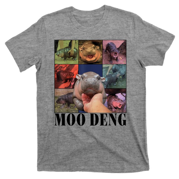 Colorful Moo Deng Retro Photo Hippo T-Shirt