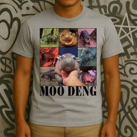 Colorful Moo Deng Retro Photo Hippo T-Shirt