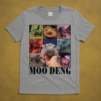 Colorful Moo Deng Retro Photo Hippo T-Shirt