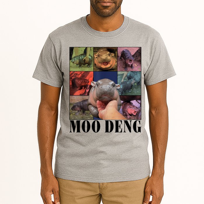 Colorful Moo Deng Retro Photo Hippo Tall T-Shirt