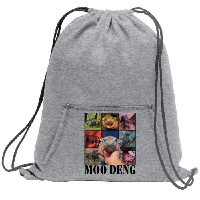 Colorful Moo Deng Retro Photo Hippo Sweatshirt Cinch Pack Bag