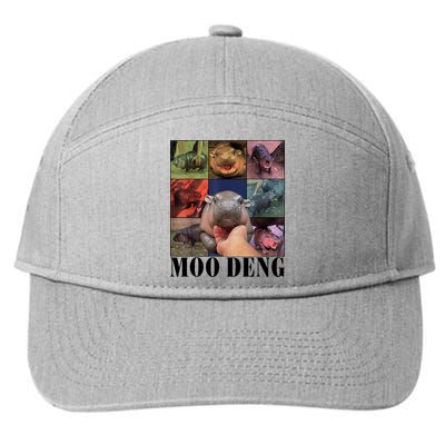 Colorful Moo Deng Retro Photo Hippo 7-Panel Snapback Hat