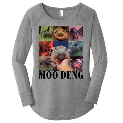 Colorful Moo Deng Retro Photo Hippo Women's Perfect Tri Tunic Long Sleeve Shirt