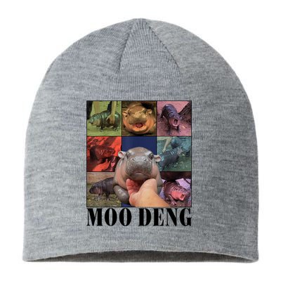 Colorful Moo Deng Retro Photo Hippo Sustainable Beanie