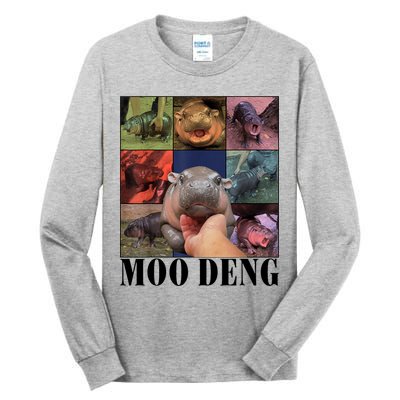 Colorful Moo Deng Retro Photo Hippo Tall Long Sleeve T-Shirt