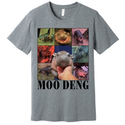 Colorful Moo Deng Retro Photo Hippo Premium T-Shirt