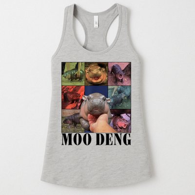 Colorful Moo Deng Retro Photo Hippo Womens Tank Top
