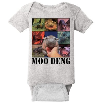Colorful Moo Deng Retro Photo Hippo Baby Bodysuit