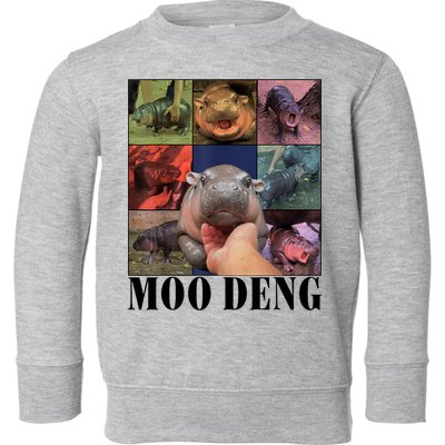 Colorful Moo Deng Retro Photo Hippo Toddler Sweatshirt