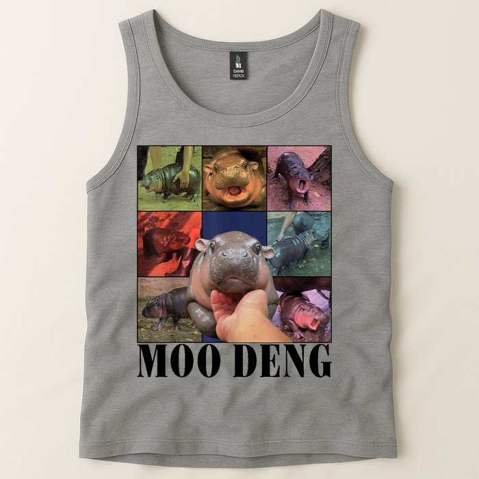 Colorful Moo Deng Retro Photo Hippo Tank Top