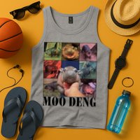 Colorful Moo Deng Retro Photo Hippo Tank Top