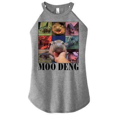 Colorful Moo Deng Retro Photo Hippo Women's Perfect Tri Rocker Tank
