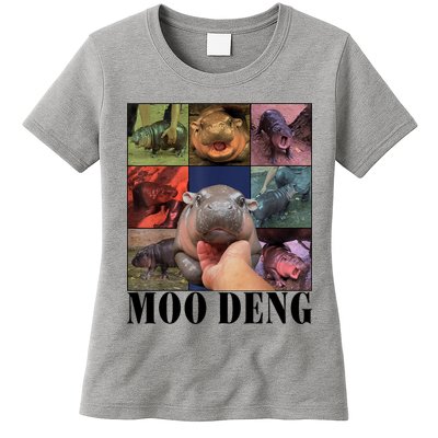 Colorful Moo Deng Retro Photo Hippo Womens T-Shirt