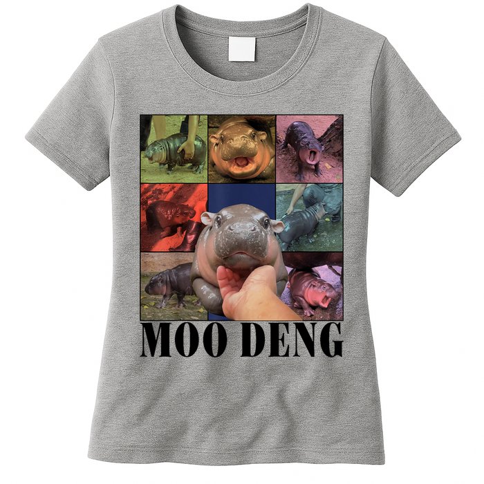 Colorful Moo Deng Retro Photo Hippo Womens T-Shirt
